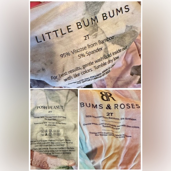 Bamboo Toddler 2T Lot of 4 Posh Peanut Ruffled Pajama Bums & Roses Romper Dress - Picture 14 of 14